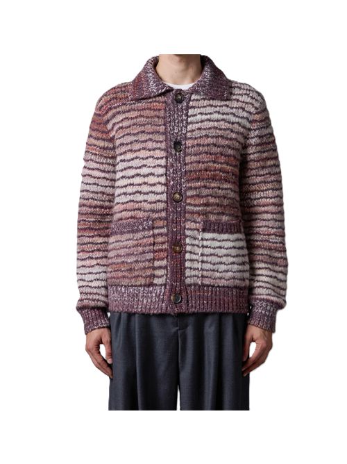 Camicia in maglia jacquard sfumata Roberto Collina Roberto Collina | 253M46005M4605 MALVA/ECRU